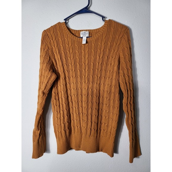 St John's Bay Cable Knit Sweater Copper Brown Long Sleeve Classic Fit L - Picture 3 of 6